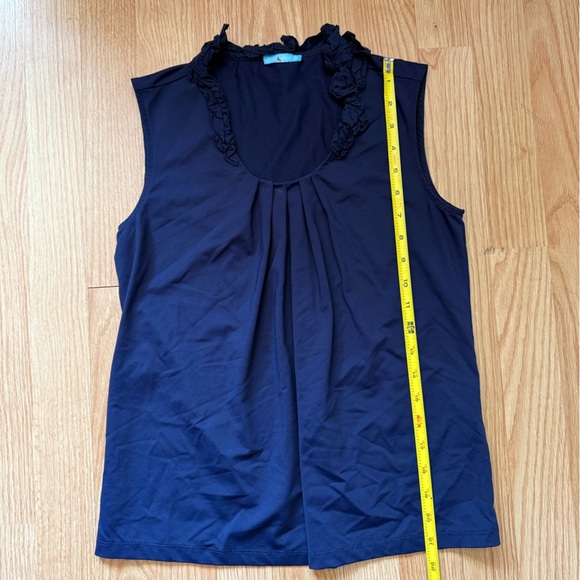 J McLaughlin Womens Top Small Blue Catalina Cloth Ruffle Neckline Ruched Sz XS - Picture 3 of 4